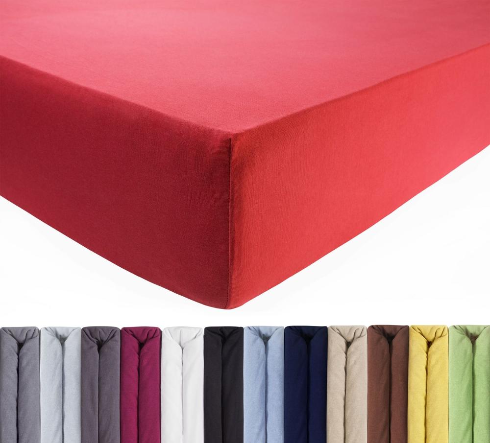 Luxus Spannbettlaken 180x200 - 200x220 - Koralle-Rot