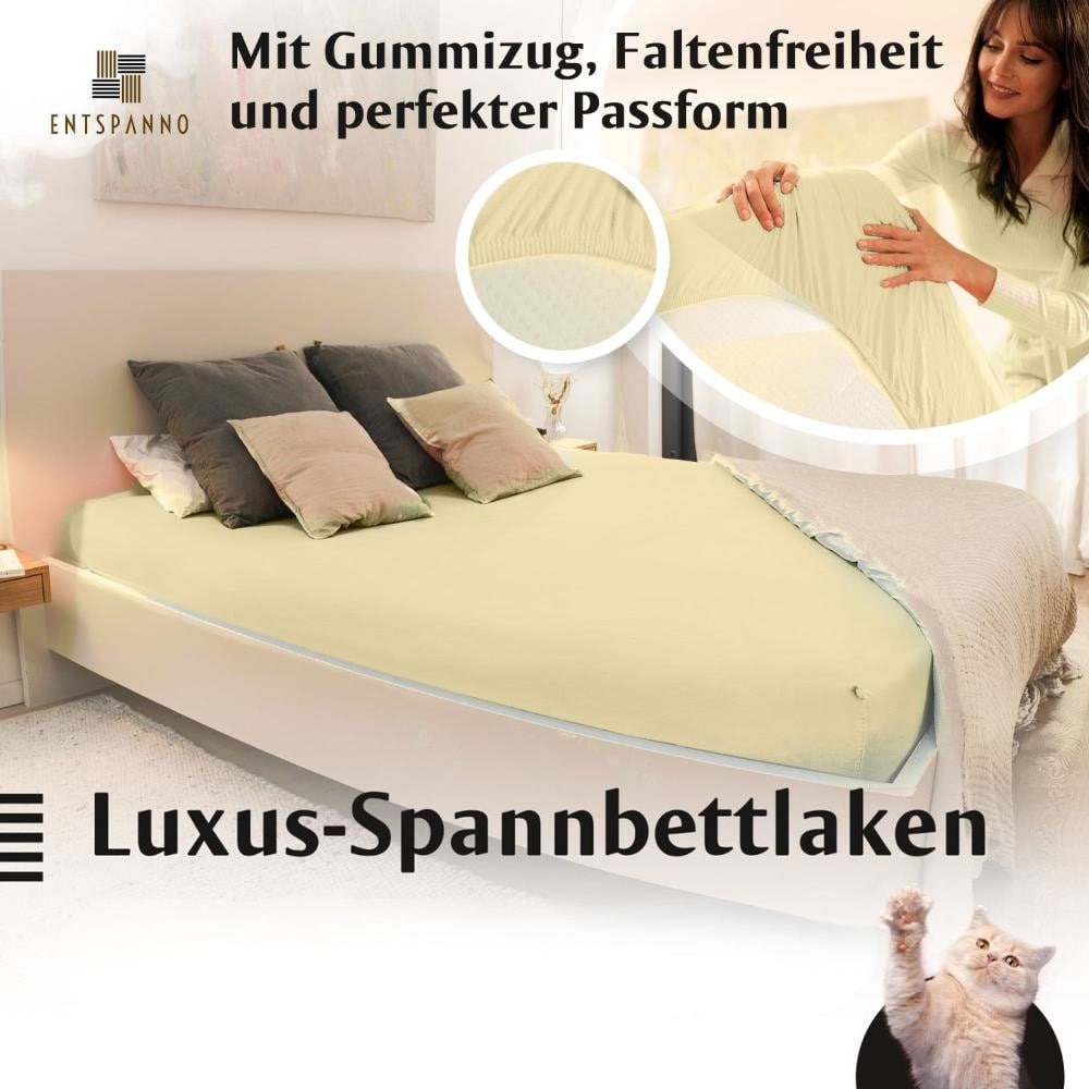 Boxspringbett Topper Luxus-Spannbettlaken - Creme