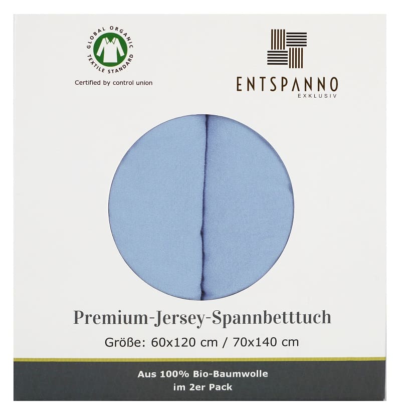 Kinder Spannbettlaken 60×120 cm / 70×140 cm - Hellblau Doppelpack