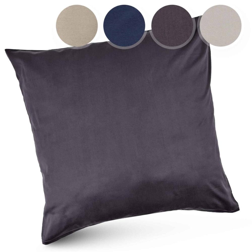 Luxus Baumwolle-Satin Bettwäsche Kissenbezug - Anthrazit