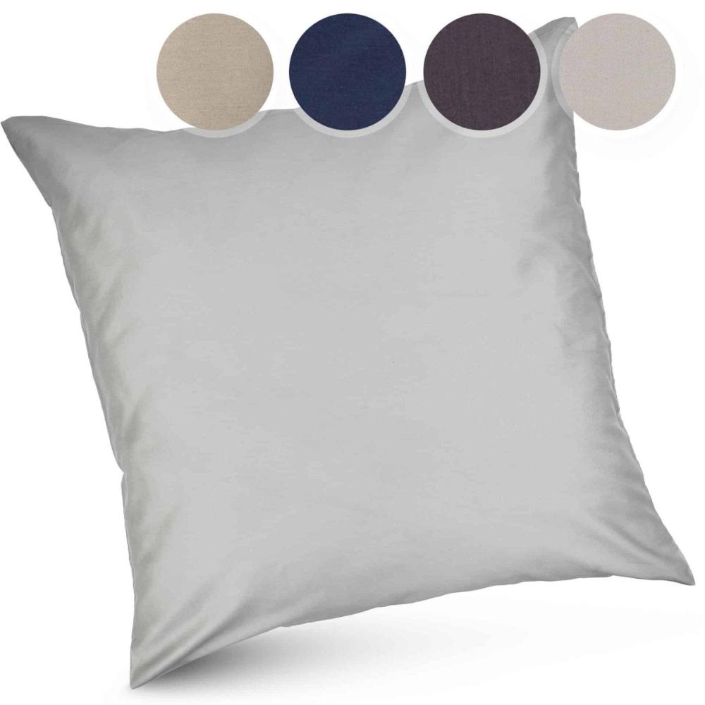 Luxus Baumwolle-Satin Bettwäsche Kissenbezug - Silbergrau