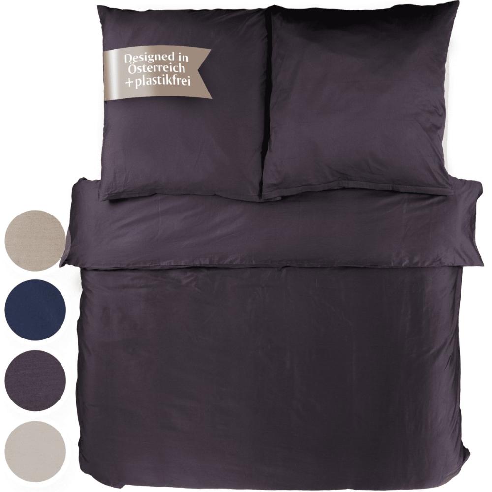 Luxus Baumwolle-Satin Bettwäsche Set - Anthrazit